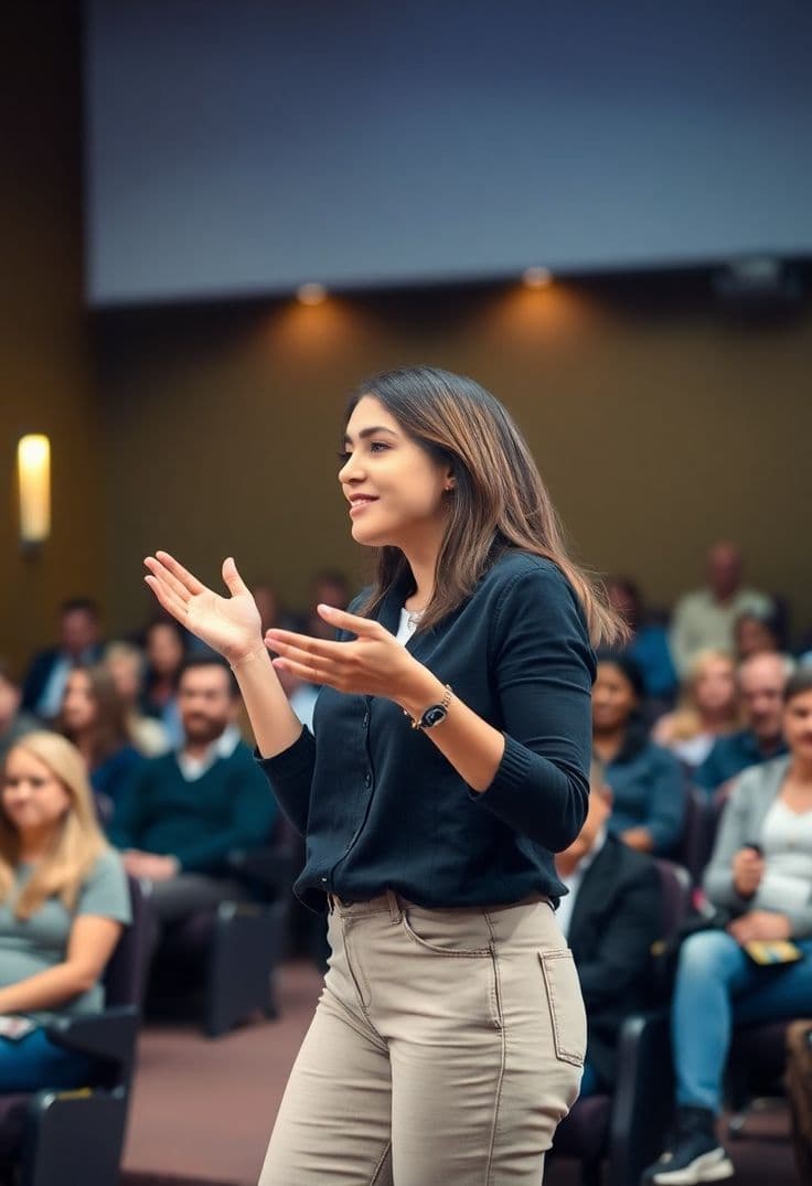Audience listening during a talk